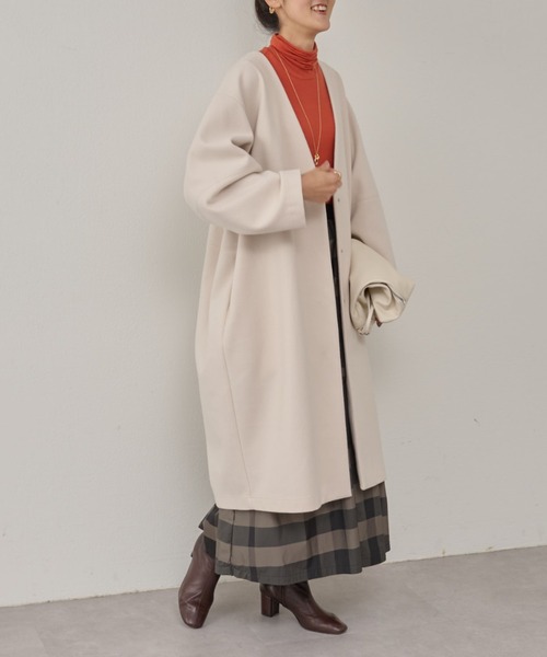 「BEARDSLEY」 ノーカラーコート 0 グレー レディース_画像3