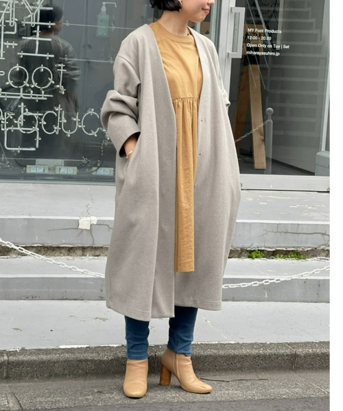 「BEARDSLEY」 ノーカラーコート 0 グレー レディース_画像4