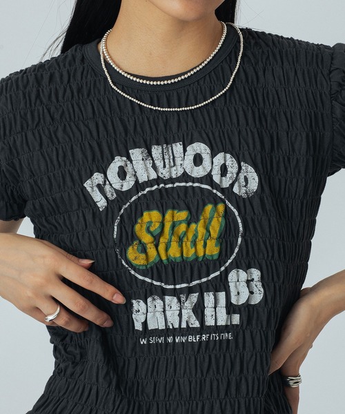 ROSE BUD（ローズバッド） tシャツ SHIRRING LOGO S/S TEE レディース
