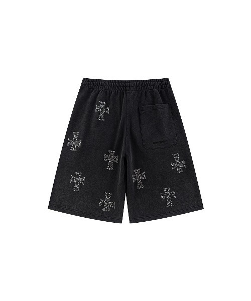 UNKNOWN LONDON ジーンズ ショーツ｜Outline Cross Rhinestone