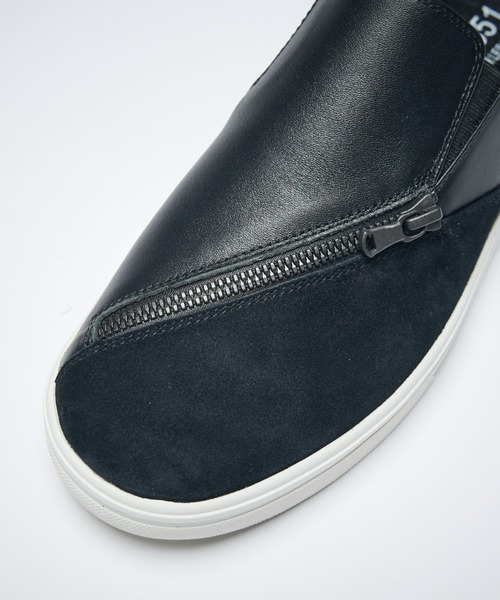 5351 POUR LES HOMMES スニーカー スイッチング ジップレザー