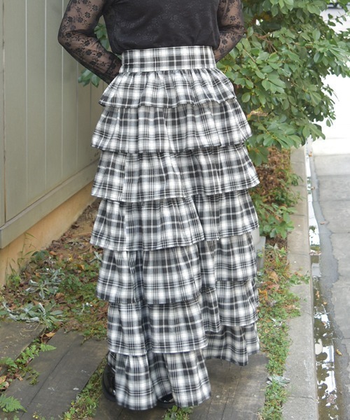 axes femme（アクシーズ ファム） スカート チェック柄ティアードSK