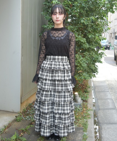 axes femme（アクシーズ ファム） スカート チェック柄ティアードSK