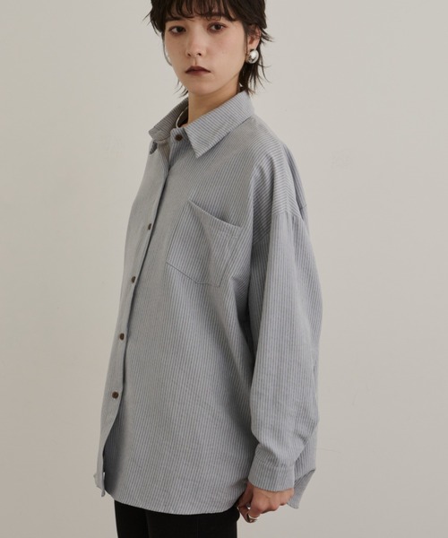 ストライプオーバーシャツ シティーボーイ オールマッチ ストライプシャツ m486 | sky peep