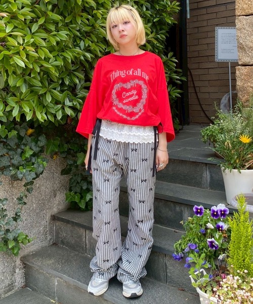 「Candy Stripper」 半袖Tシャツ FREE オフホワイト レディース_画像8