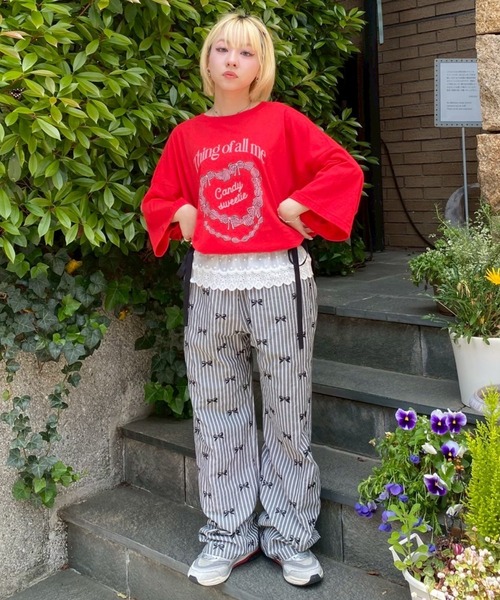 「Candy Stripper」 半袖Tシャツ FREE オフホワイト レディース_画像9