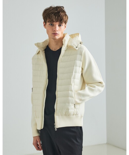 DESIGNWORKS ニットコンビダウン フード ブルゾン 人気 カーキ XL DESIGNWORKS（デザインワークス） ブルゾン アウター ニットコンビ