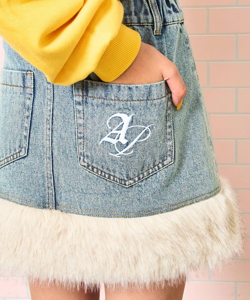 さ*や様 d.i.a. デニムファー ミニスカート ANAP GiRL（アナップガール） スカート 裾ファー デニム スカート