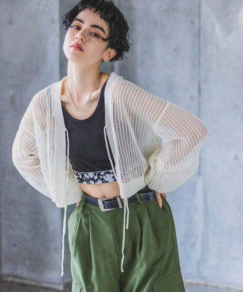 「PAGEBOY」 ニットカーディガン FREE オフホワイト レディース_画像3