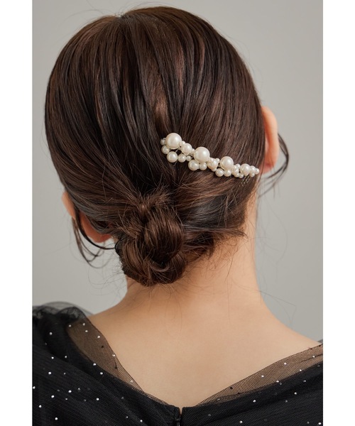 ボリュームパールコーム ヘアアクセサリー ゴールド シルバー 結婚式 二次会 成人式 同窓会 お呼ばれ オケージョン ウェディング 浴衣 着物 髪飾り | niana