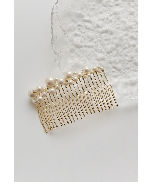 ボリュームパールコーム ヘアアクセサリー ゴールド シルバー 結婚式 二次会 成人式 同窓会 お呼ばれ オケージョン ウェディング 浴衣 着物 髪飾り | niana | 02