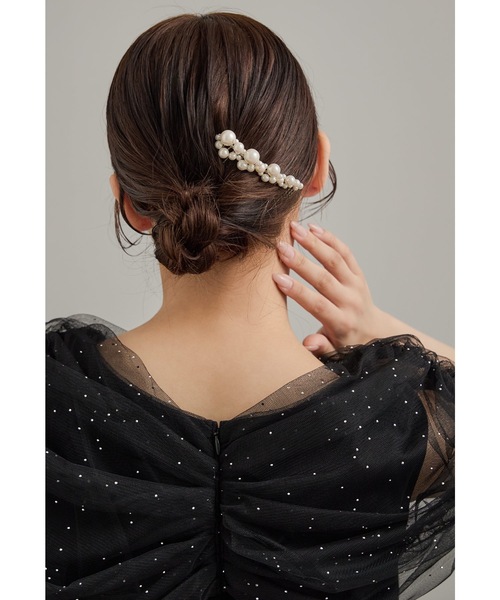 ボリュームパールコーム ヘアアクセサリー ゴールド シルバー 結婚式 二次会 成人式 同窓会 お呼ばれ オケージョン ウェディング 浴衣 着物 髪飾り | niana | 03