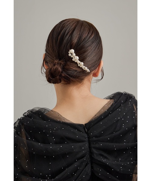 ボリュームパールコーム ヘアアクセサリー ゴールド シルバー 結婚式 二次会 成人式 同窓会 お呼ばれ オケージョン ウェディング 浴衣 着物 髪飾り | niana | 05
