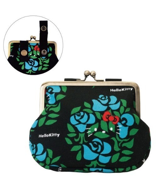 未使用 ハローキティ ラッキーストーン がま口 グリーン ポーチ ハローキティ ブーケドゥローズ 大人キティ がま口L ブラック