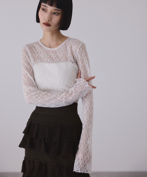 ADAM ET ROPE'（アダムエロペ） tシャツ フレアスリーブレーストップス