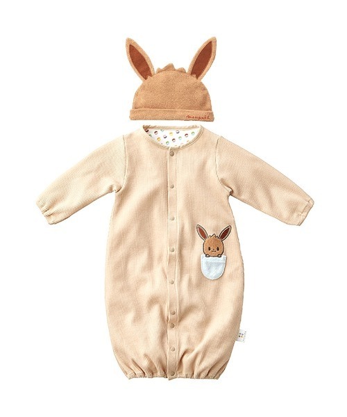 ベビー服 ロンパース monpoke モンポケ 帽子付ドレス＆カバーオール