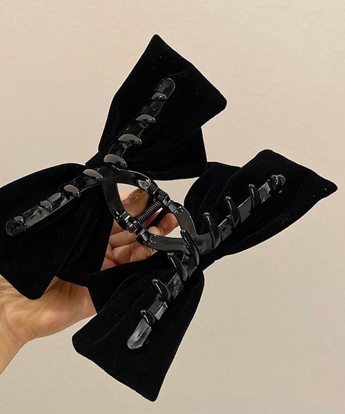 MAISON SELECT ヘアクリップ 11D17-KR ベロアビッグリボン ヘア