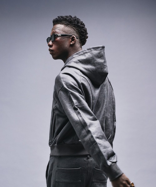 ANDER HUNK パーカー Leather Like Coated Zip-up Parker / レザー