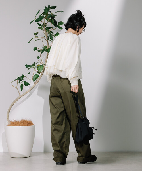 FREAK'S STOREフリークスストアインドレイヤードボリュームシャツ黒 FREAK'S STORE（フリークスストア） ブラウス シャツ インド