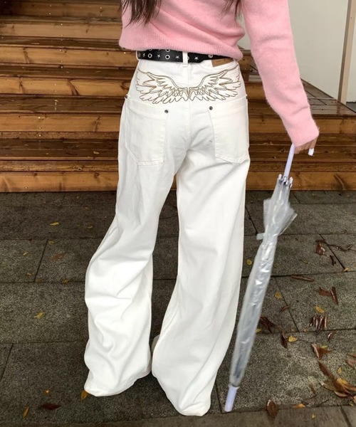 lilful ワイドパンツ ジーンズ デニム デニムパンツ フロント