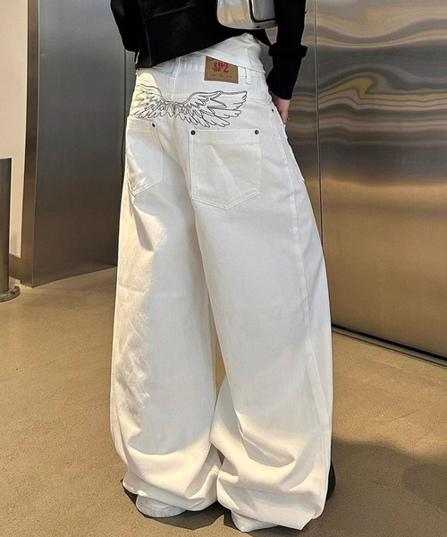 n*a様 LA GATE ホワイトデニム ワイド バギー W34 lilful ワイドパンツ ジーンズ デニム デニムパンツ フロント