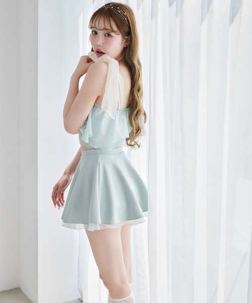 NICE CLAUP 肩リボンワンショルダー　水着 swimwear/肩リボンワンショルダー/3点セット（水着）｜one after
