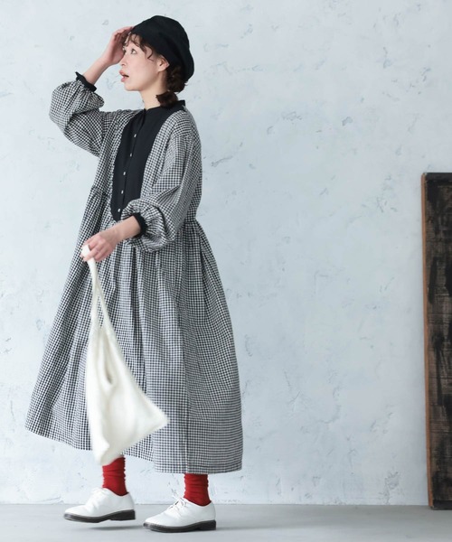 新品タグ付✨ソウルベリー　よくばりなワンピース ギンガムチェック　LL リネン混 soulberry（ソウルベリー） ワンピース めりはりギンガムのワンピース