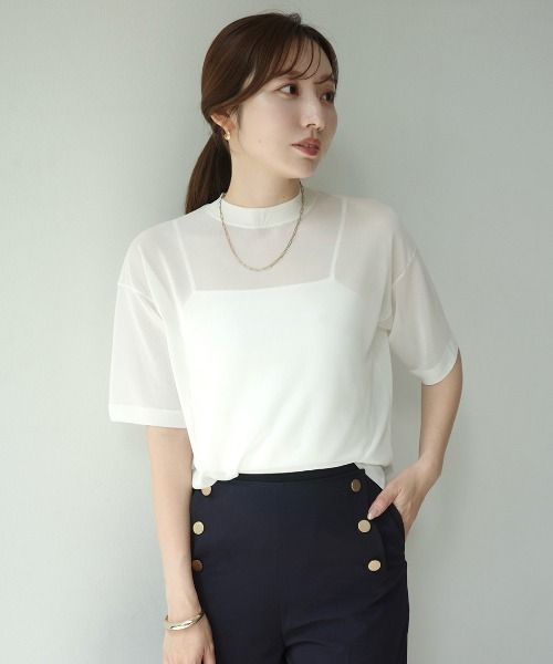 tシャツ シアーニットTシャツ レディースの画像