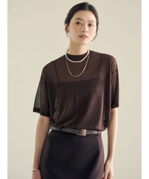 tシャツ シアーニットTシャツ レディースの画像
