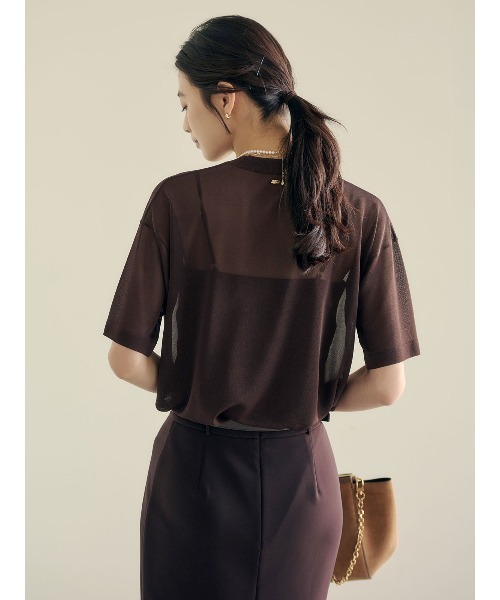 tシャツ シアーニットTシャツ レディースの画像