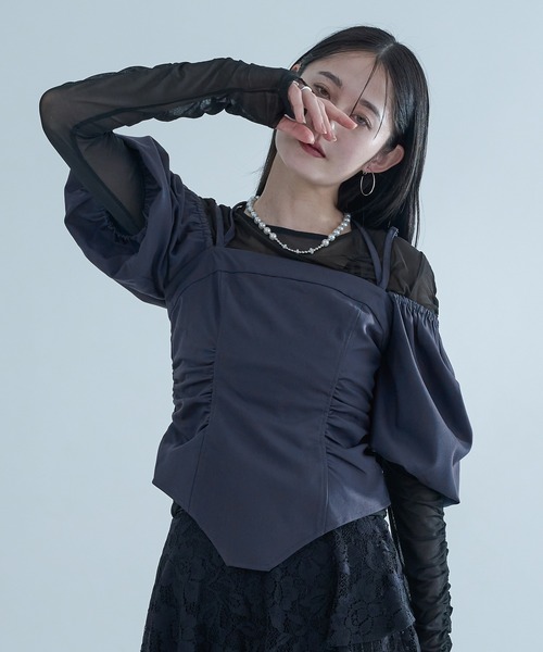 「Ellno de Mavie」 半袖ブラウス FREE ブラック レディース_画像8