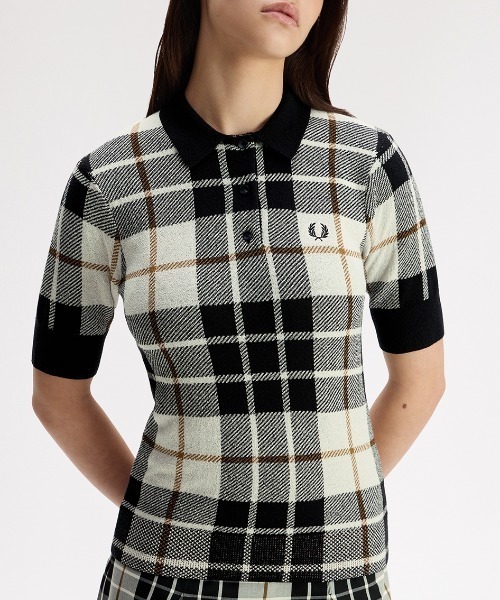 ❤︎完売品FRED PERRYチェックポロシャツ❤︎ FRED PERRY（フレッドペリー） ポロシャツ ポロ Boucle Tartan Knitted