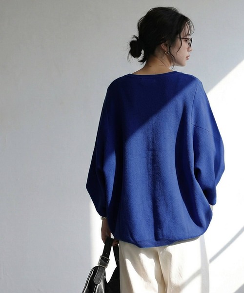 「antiqua」 半袖ニット ONESIZE ブルー レディース_画像4