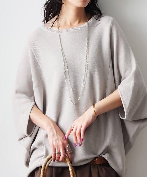 「antiqua」 半袖ニット ONESIZE ブルー レディース_画像8