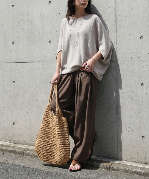 「antiqua」 半袖ニット ONESIZE ブルー レディース_画像9