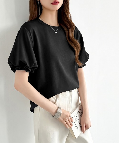 COCOMOMO tシャツ 半袖 ふんわり立体感 バルーンスリーブトップス T