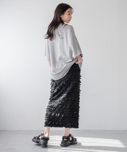 「LOWRYS FARM」 半袖Tシャツ FREE チャコールグレー レディース_画像9
