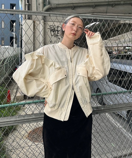 Ameri（アメリ） ブルゾン アウター MILITARY NYLON FRILL BLOUSON