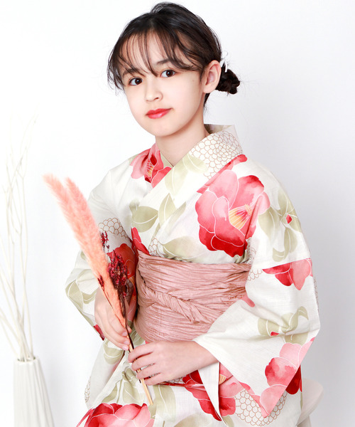 KYOETSU 浴衣 簡単着付け 女の子 子供 セット( + 帯 腰紐2本