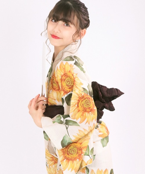KYOETSU 浴衣 簡単着付け 女の子 子供 セット( + 帯 腰紐2本