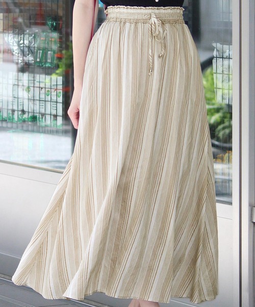ElegChic スカート ストライプロングスカート : ZOZOTOWN Yahoo