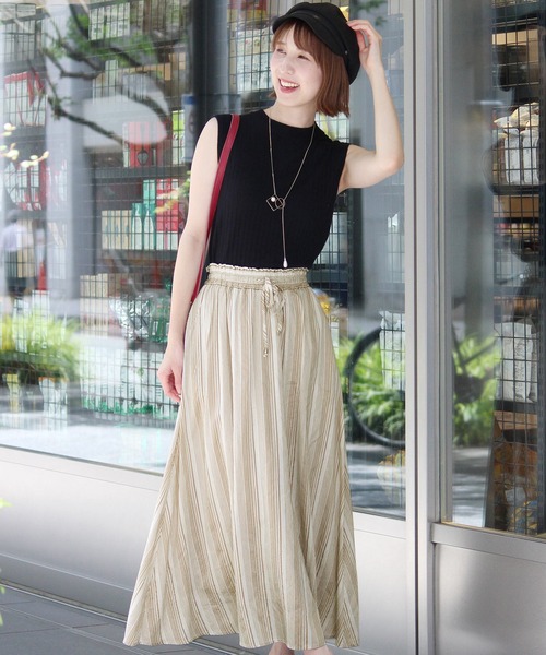 ElegChic ロング スカート ストライプ ロング スカート : ZOZOTOWN