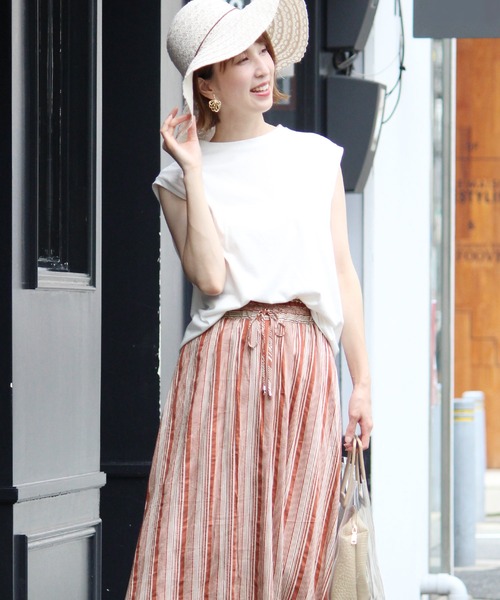 ElegChic スカート ストライプロングスカート : ZOZOTOWN Yahoo