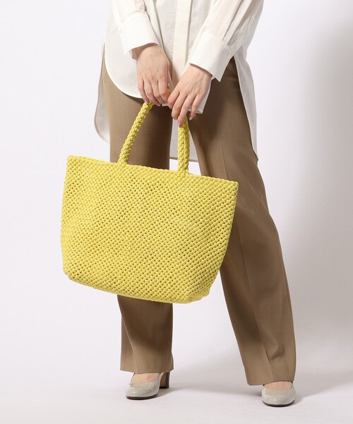 HIROFU イエロー 　レザーメッシュトート HIROFU イエロー レザーメッシュトート
