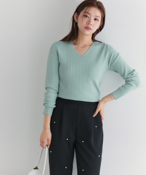 セール♡Ships 新作リブニット未使用品 シルク85%カシミヤ15%春