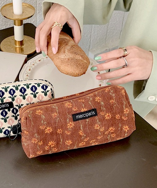 florist（フローリスト） ポーチ トレンド柄のコーデュロイ地マルチ