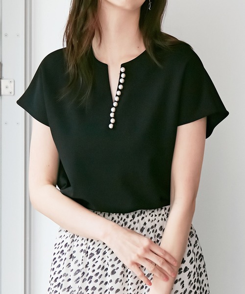 tシャツ パールレディのゆったりTシャツトップス レディース 楽天市場】Tシャツ カットソー 半袖 パール付き 夏 秋 春