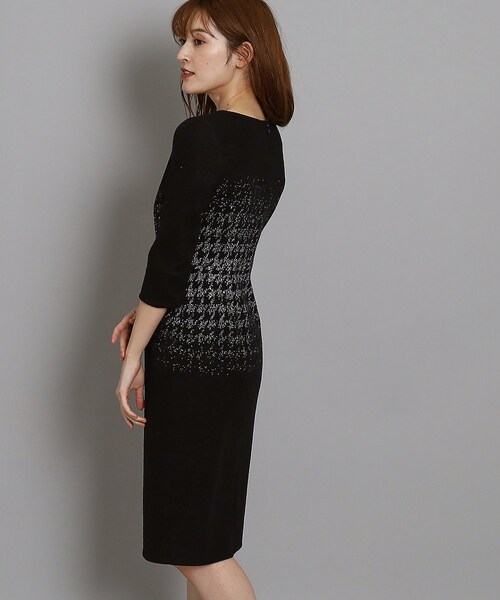 ワンピース 「千鳥柄/日本製」柄が映えるストレートタイトラインの  