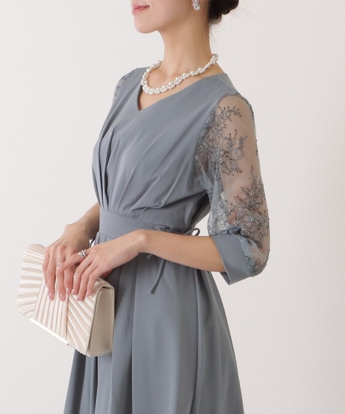 Lace Ladies（レースレディース） ドレス 花柄 レース サイド リボン V