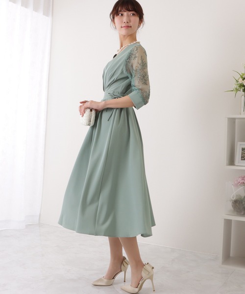 Lace Ladies（レースレディース） ドレス 花柄 レース サイド リボン V